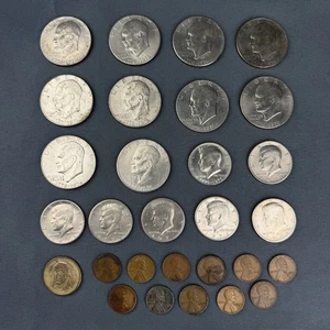 Lot of 29 Coins 10 Liberty Dollar 7 Half Dollar 1 Gold Dollar 11 Wheat Pennies - Picture 1 of 13