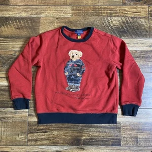 Polo Ralph Lauren Big Boys Red/ Black Multi Christmas Bear Sweater M (10-12) - Picture 1 of 5