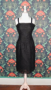Vintage 80's 90's Oscar De La Renta Black Lace Cocktail Sleeveless Dress 6/XS - Picture 1 of 7