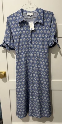 Vestido Lucky Brand Cuello Floral Azul Talla XLP Petite XL NUEVO Botón Modesto Maxi Foto 1 de 4