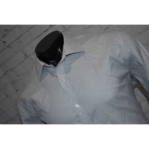 J Crew Tech Dress Shirt Button Up Men Size XL Slim Fit Gray White Striped Cotton - Picture 1 of 6