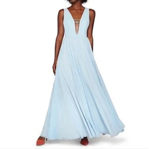 Fame and Partners Summer Angel Dress Size 10 Ice Blue Plunge Slit Leg Gown Glam - Picture 1 of 12