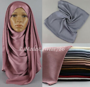 Premium Quality Crinkle Sheen Satin Hijab Scarf Muslim Headcover 180x75 cm