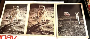 3 pcs 1969 NASA Apollo photo print Astronaut Edwin E Aldrin  4th free bx1 - Picture 1 of 10