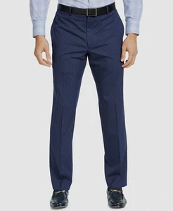 Marc New York Men's Modern Fit Blue Stripe Flat-Front Suit Dress Pants 37W 30L - Picture 1 of 6