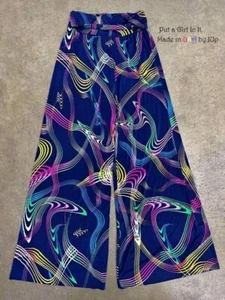 New JUp USA Womens NAVY BLUE BOHEMIAN TALL GYPSY BOHO SILKY PALAZZO PANTS S M L - Picture 1 of 1