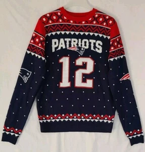 Tom Brady New England Patriots NFL Men's Sz L Ugly Christmas Sweater #12    (A4) - Picture 1 of 5