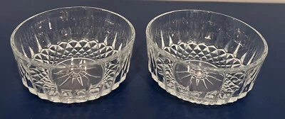 Arcoroc France Serving Fruit Bowl Crystal Clear Glass Starburst 4" X 2" Set Of 2 - Image 1 of 4