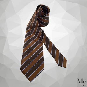 ERMENEGILDO ZEGNA Brown Striped Luxury Silk Tie Made In Italy 59” - 3.5" NWT - Picture 1 of 6
