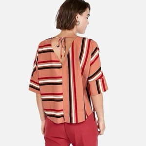Express Terracotta Orange Striped Oversized Top Size Medium, NWT MSRP $49 - Picture 1 of 6
