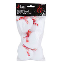 Christmas Snow Effect 6 Pack 6cm White Tree Hanging Decoration - Hearts