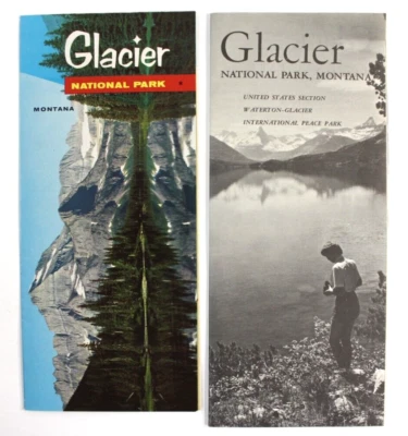 Dos folletos de guías de viaje de colección - Parque Nacional Glacier, Montana. Foto 1 de 4