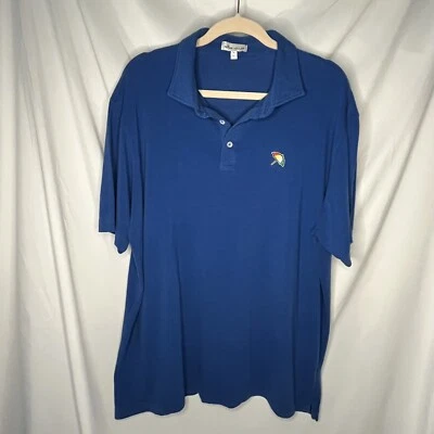 Peter Millar Crown Crest Blue Isle Stripe Polo Shirt XL Embroidered Umbrella - Image 1 of 4