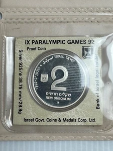 PRISTINE!!! 1992 Israel 2 NIS Paralympic Games Proof Silver Coin +Original case - Picture 1 of 4