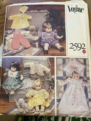 VOGUE 2592 BABY DOLL WARDROBE PATTERN - SIZES S (13"-15") & L (18"-20") UNCUT - Image 1 of 3