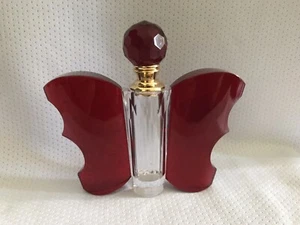 Perfume Bottle Ruby Red Butterfly Shape With Dropper - Picture 1 of 7