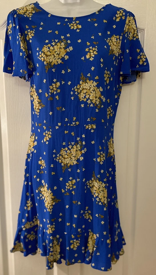 Vestido justo B. Darlin azul floral manga curta para Páscoa -Júnior tamanho 13/14 - Imagem 1 de 4