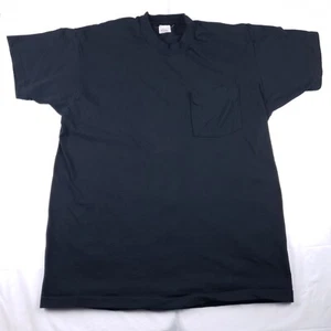 Vintage 80s Fruit Of The Loom Black Pocket T Shirt Selvedge Single Stitch USA XL - Picture 1 of 5