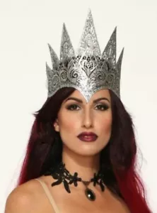 Corona costume regina argento royalty scuro pizzo - Foto 1 di 3