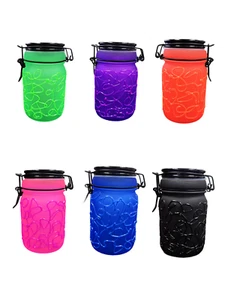 3pc Piece 4.5oz Color Glass Jars with Airtight Lid Rubber Seal Gasket (assorted) - Picture 1 of 7