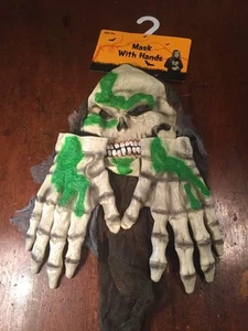 NWTs Children's/Adult Halloween Spooky Mask w/ Hands Vinyl Zombie Costume - Picture 1 of 7