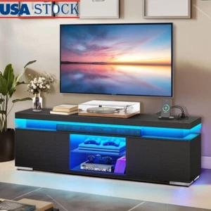 LED TV Ständer mit Steckdosen & USB-Anschlüssen Entertainment Center Gaming Speicher USA - Bild 1 von 6