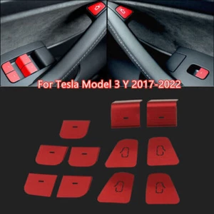 Cubierta de botón de interruptor de panel de elevación de ventana roja de aluminio para Tesla Modelo 3 Y 2017-2022 - Imagen 1 de 5