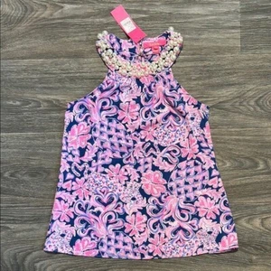 NUEVO CON ETIQUETAS Lilly Pulitzer Shawn Halter Top Love You Bunches Estampado Rosa Azul XXS - Imagen 1 de 14