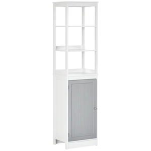 kleankin Bathroom Tall Storage Cabinet Organizer Tower w/ Door Shelves White - Picture 1 of 11