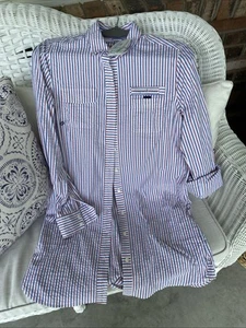 New Vineyard Vines Harbor Shirt Sz4 Women cover up in seersucker Light House Red - Picture 1 of 24