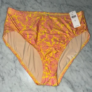 Anthropologie Pink and Yellow Floral Bikini Bottom Medium New - Picture 1 of 8