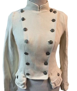 Gr. 10 We The Free People Elfenbein Majorette Militär Blazer Jacke Zweireiher - Bild 1 von 11