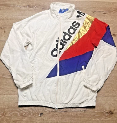Chaqueta deportiva Adidas Tribe cremallera completa M blanca dorada roja azul ropa deportiva pista y campo Foto 1 de 4