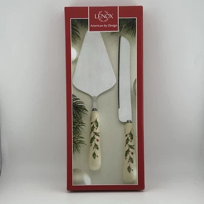 Lenox American by Design Holiday 2 Piece Dessert Set Knife & Server Holly Berry - Image 1 of 4