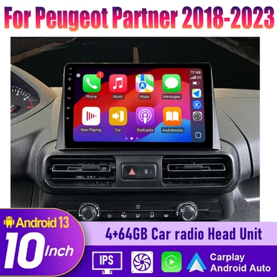 4+64G Wireles Carplay & Android Auto Car Radio Kit For Peugeot Partner 2018-2023 - Image 1 of 4