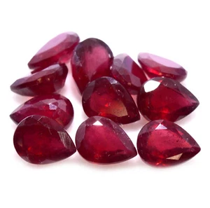 8x6 mm Natural Ruby Pear Cut Lot 05 Pcs 7.54 Cts Untreated Faceted Loose Gems GF - Picture 1 of 6