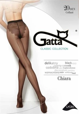 Gatta "Chiara" 20 den Strumpfhose mit Naht u. Hochferse in schwarz Gr. S - M - L - Bild 1 von 2
