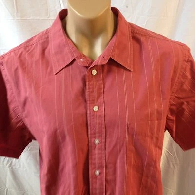 Camisa casual masculina Life is Good botão frontal manga curta média L rosa salmão - Imagem 1 de 4