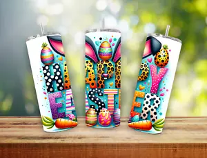 20oz Happy Easter Stainless Steel Tumbler with Straw, Insulated Travel Cup - Picture 1 of 3