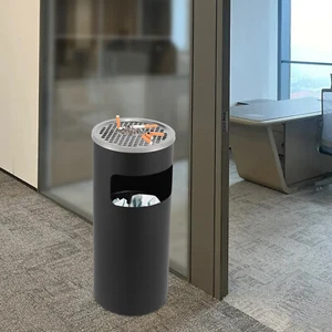 Mülleimer mit Aschenbecher Edelstahl Außen Standascher Standabfalleimer - Bild 1 von 20