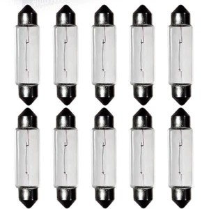 (Pack 10) 6413 5-Watt Clear Tubular Festoon Bulbs T3 1/4, 41Mm 12V, C8 Filament - Picture 1 of 1
