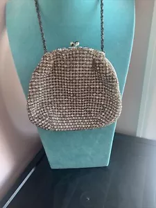 DE COLECCIÓN RARO DÉCADA DE 1950 DELILL ALEMANIA OCCIDENTAL TODOS LOS DIAMANTES DE IMITACIÓN PEQUEÑO BOLSO DE NOCHE CADENA - Imagen 1 de 21