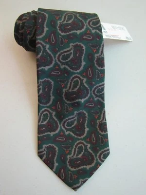 NUEVO CLUB ROOM Corbata Cuello Seda Verde Oscuro Patrón Paisley Nuevo con Etiquetas Tejido Italiano Nuevo de Lote Antiguo Foto 1 de 4