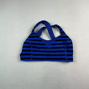 Lululemon Bra Womens Size 8 Blue Black Striped IN A FLASH Sports Bra - Picture 1 of 7