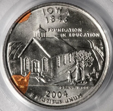 2004 D PCGS MS65 Defective Clad Layer Iowa Quarter Mint Error Rare Date Unique Cover