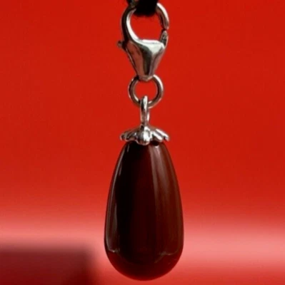 CIONDOLO IN PERLA DI SWAROVSKI ROSSA OVALE ARGENTO 925 PENDENTE DA COLLANA DONNA - Immagine 1 di 4