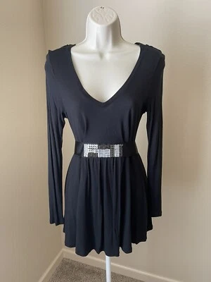 Gap Maternity Black Tunic Long Sleeve V-Neck Sequins Casual Blouse s M - Image 1 of 4