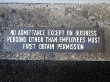 Bronze Wall Plaque Sign No Admittance