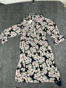 J.Crew Dress Large Drapey Tie Front Floral Summer Cinched Waist Pink Blue Green - Picture 1 of 4