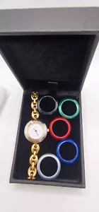 Gucci 11/12.2 Lady's Gold Plated Bracelet Watch with Six Interchangeable Bezels. - Picture 1 of 16
